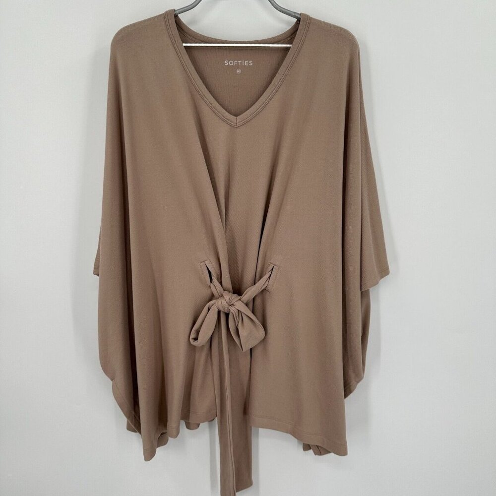 Softies Ultra-Dream Jersey Belted Shawl in Coco Tan One Size NWOT NEW